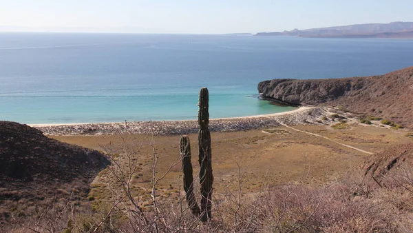 Playa Escondida Cortes Denizi Kıyısında Espirito Santo Adası Ufukta Pichilinque — Stok fotoğraf