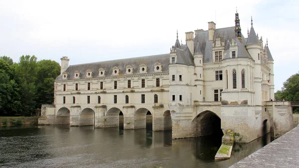 Chateau Chenonceau Vista Dos Jardins Margem Norte Rio Cher Chenonceaux — Fotografia de Stock