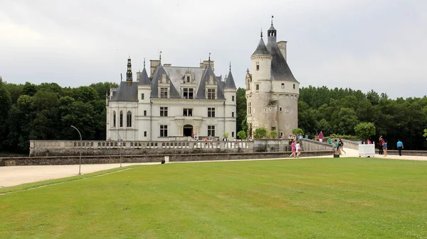 Chateau Chenonceau Entrada Principal Vista Dos Jardins Margem Norte Rio — Fotografia de Stock
