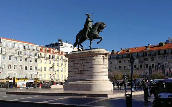 Estatua Ecuestre Del Rey Juan Praca Figueira Lisboa Portugal Diciembre — Foto de Stock
