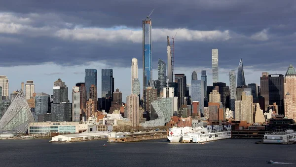 Manhattan West Side Waterkant Ziekenhuisschip Usns Comfort Aangemeerd Pier Zicht — Stockfoto