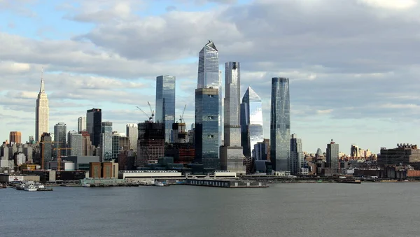 Manhattan West Side Waterfront Empire State Building Wolkenkrabbers Van Hudson — Stockfoto