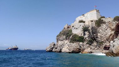 Parson's Lodge Battery, cliffside fort overlooking Camp Bay on the western coast of Gibraltar - September 6, 2018 clipart