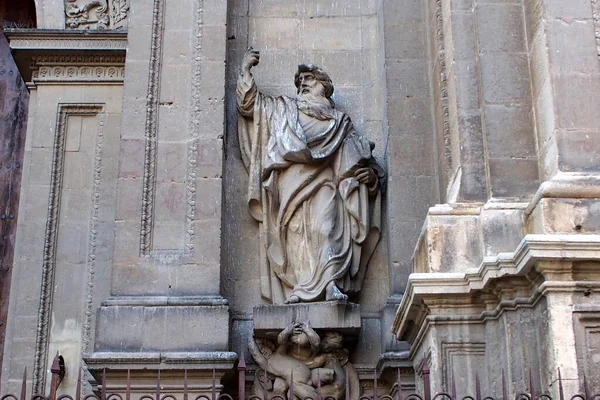 Decorations Granada Cathedral Facade Details Sculptures One Side Walls Granada — Stock Photo, Image