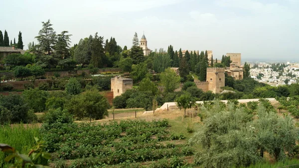 Άποψη Της Αλάμπρα Από Mirador San Nicolas Γρανάδα Ισπανία Σεπτεμβρίου — Φωτογραφία Αρχείου