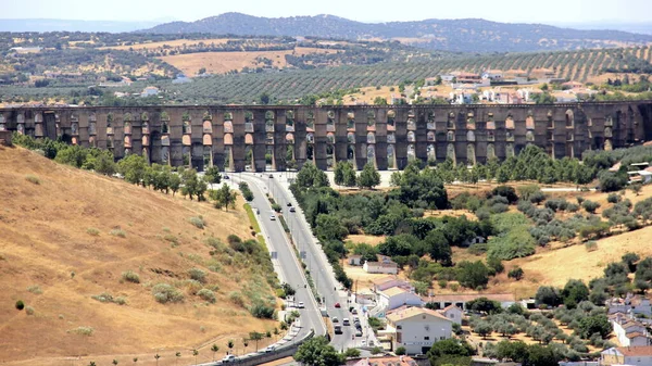 Tájkép Századi Amoreira Aqueduct Amely Átível Önkormányzat Elvas Hogy Víz — Stock Fotó