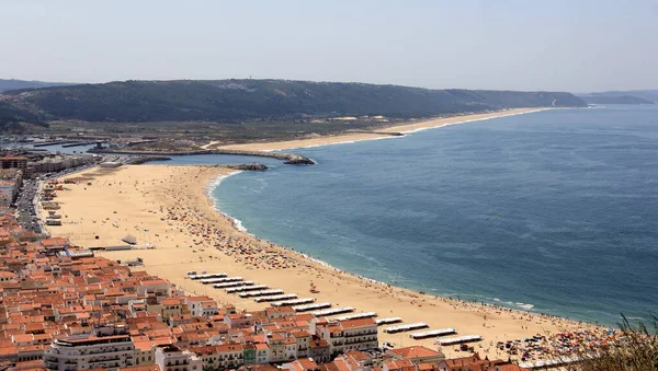 View Seaside Town Famous Beach Suberco Overlook Nazare Portugal August — Stockfoto