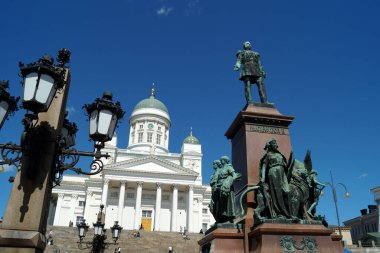 Statue of Alexander II in the Senate Square, in front of the Helsinki Cathedral, Helsinki, Finland - May 31, 2018