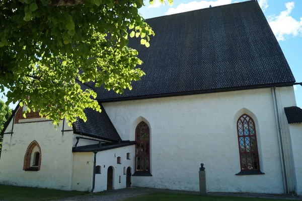 Porvoo Cathedral Side View White Stone Wall Gothic Elements Porvoo — стокове фото