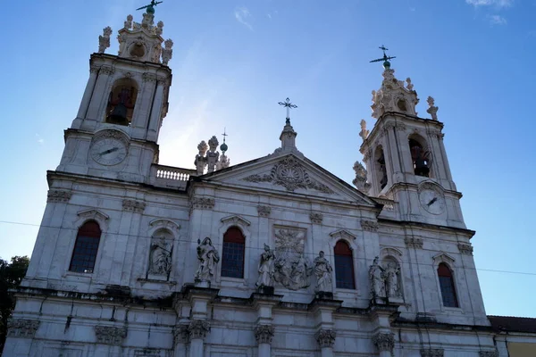 Bell Towers Estrela Basilica Built 18Th Century Example Late Baroque — Stock Photo, Image