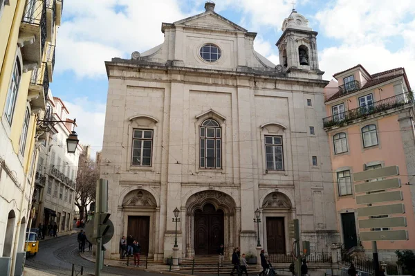 19Th Century Classical Facade 12Th Century Magdalene Church Lisbon Portugal — Fotografia de Stock