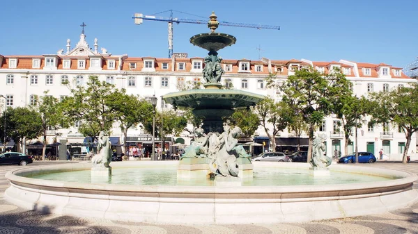 Fuente Norte Plaza Rossio Lisboa Portugal Julio 2021 — Foto de Stock