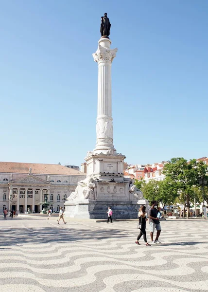 Coluna Pedro Monumento Rei Pedro Portugal Aos Algarves Localizada Centro — Fotografia de Stock