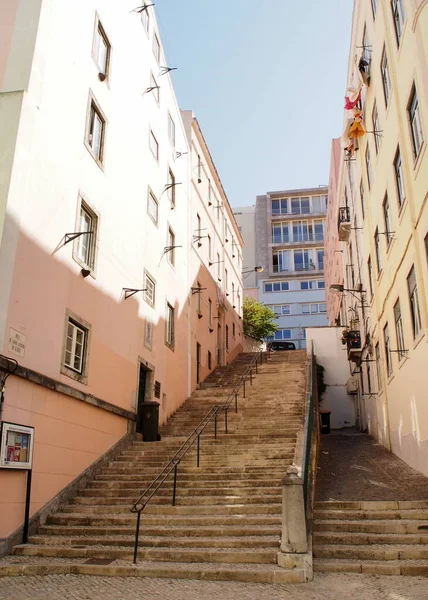 Escaleras Calle Santo Antonio Gloria Lisboa Portugal Julio 2021 — Foto de Stock