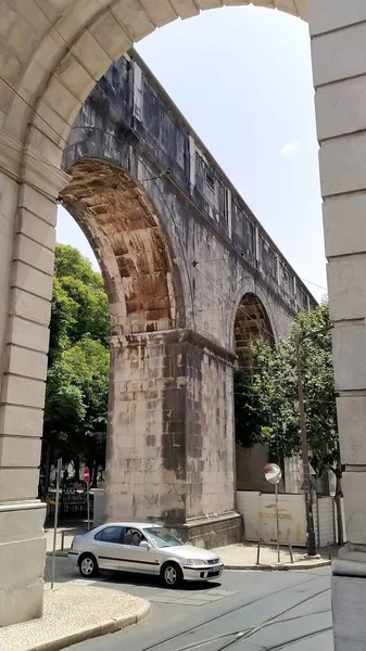 Arcos Pedra Secção Amoreiras Aqueduto Águas Livres Século Xviii Lisboa — Fotografia de Stock