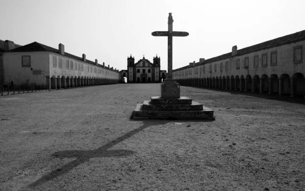 Steinkreuz Hof Des Heiligtums Von Nossa Senhora Cabo Cabo Espichel — Stockfoto