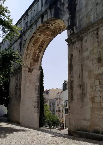 Une Des Arches Pierre Section Amoreiras Aqueduc Aguas Livres Xviiie — Photo