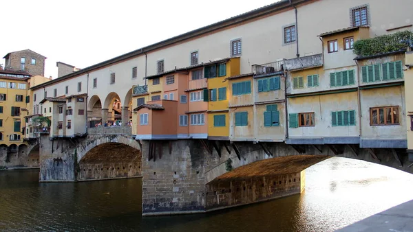 Die Mittelalterliche Ponte Vecchio Alte Brücke Über Den Arno Blick — Stockfoto