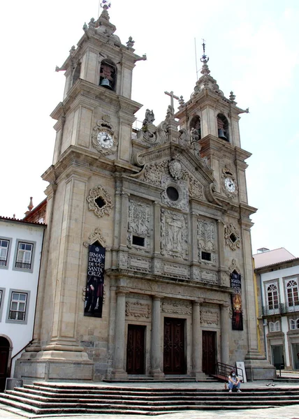 Yüzyıl Barok Kutsal Haç Kilisesi Igreja Santa Cruz Braga Portekiz — Stok fotoğraf