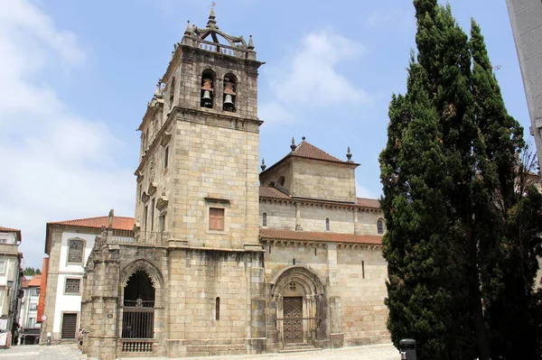 Kathedraal Van Braga Een Van Belangrijkste Gebouwen Portugal Vanwege Zijn — Stockfoto