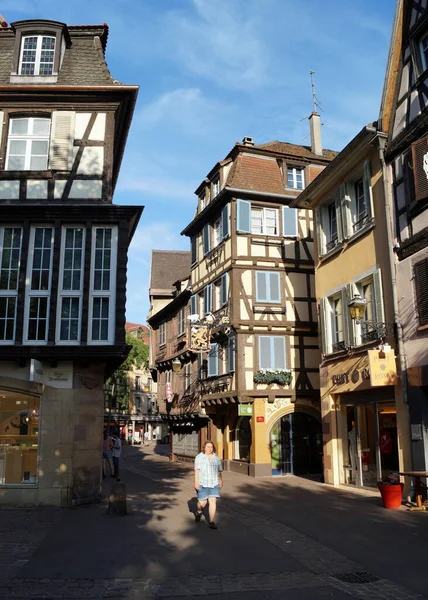 Street Scene Old Town Ξυλόστεγα Colmar Γαλλία Ιουλίου 2017 — Φωτογραφία Αρχείου