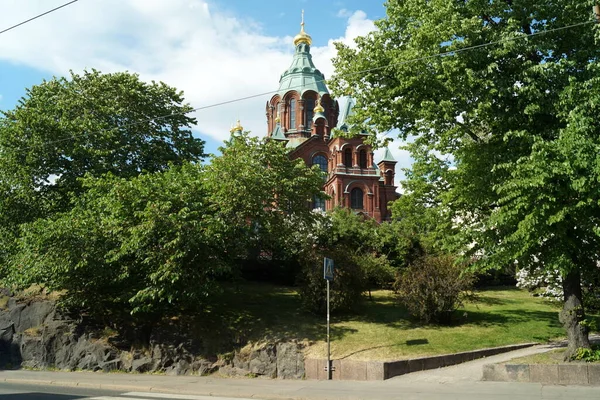 Park Runt Uspenski Cathedral Östra Ortodoxa Katedralen Dormition Jungfru Maria — Stockfoto