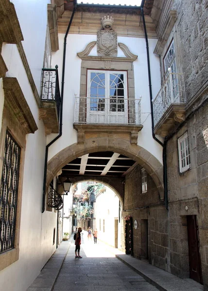 Cena Rua Coração Cidade Velha Rua Santa Maria Guimarães Portugal — Fotografia de Stock