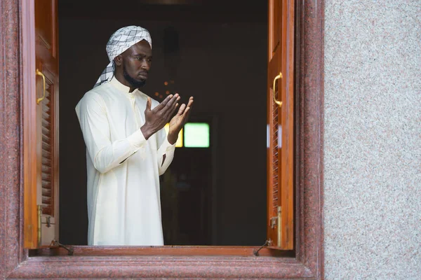 Muslim Man Having Worship Praying Allah Blessing Islam Ceremony Mosque — Stock Photo, Image