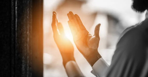 Moslim Mensen Met Aanbidding Bidden Voor Allah Zegen Islam Ceremonie — Stockfoto