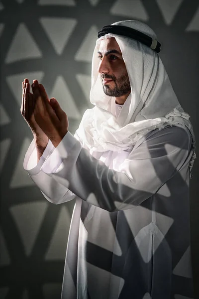 Islam Religion Bakgrund Arab Muslim Man Har Dyrkan Och För — Stockfoto