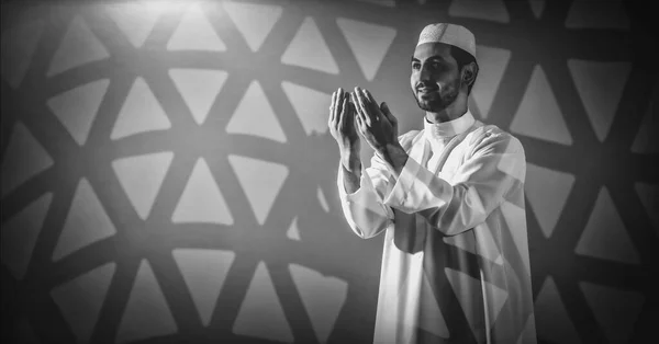 Prière Musulmane Adoration Prière Pour Bénédiction Allah Dans Mosquée Islamique — Photo