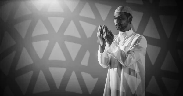 Prière Musulmane Adoration Prière Pour Bénédiction Allah Dans Mosquée Islamique — Photo
