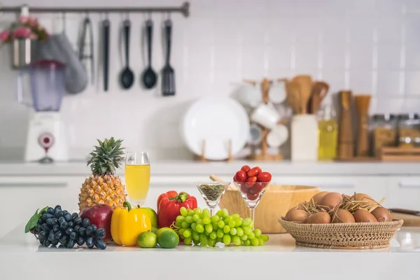 Aliments Sains Végétariens Fond Arrangement Des Fruits Des Vetgetables Des — Photo