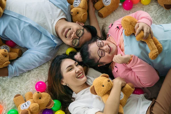 Asiático Para Baixo Síndrome Adolescente Menina Sorrindo Com Feliz Passar — Fotografia de Stock