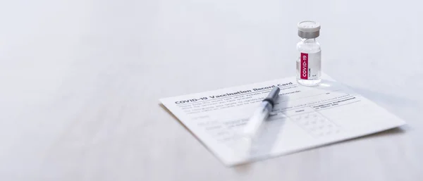 Antecedentes Médicos Cuidados Saúde Formulário Cartão Vacinação Covid Branco Com — Fotografia de Stock