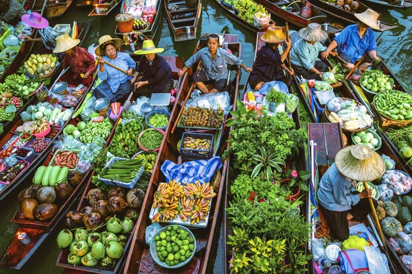 Samut Sogkhram Tailandia Octubre 2020 Barcos Madera Llenos Gente Canal — Foto de Stock