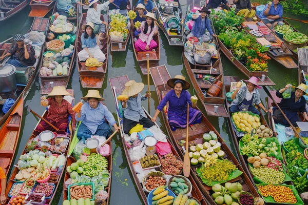 Samut Sogkhram Tailandia Octubre 2020 Barcos Madera Llenos Gente Canal — Foto de Stock