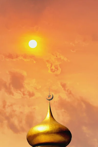 Islamitische Achtergrond Van Islamitische Moskee Koepel Met Achtergrond Van Zonsondergang — Stockfoto