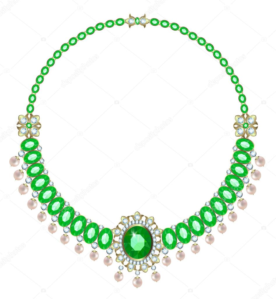 Necklace with emeralds