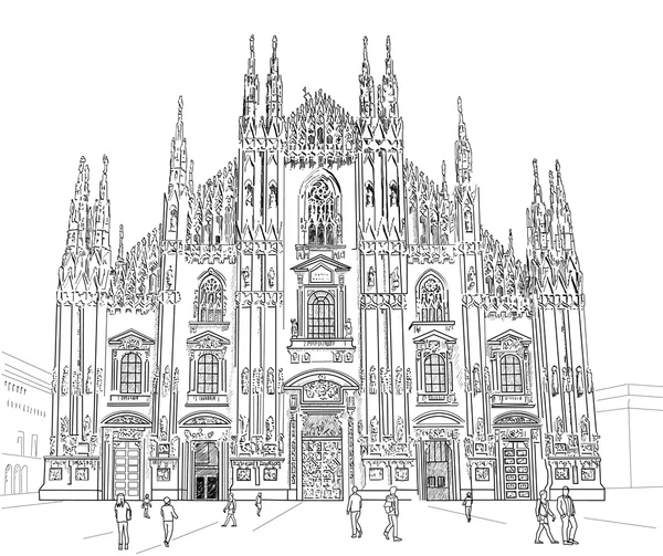 Dibujo Catedral de Milán — Vector de stock