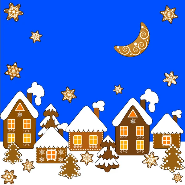 Background with Christmas gingerbread — Stock Vector