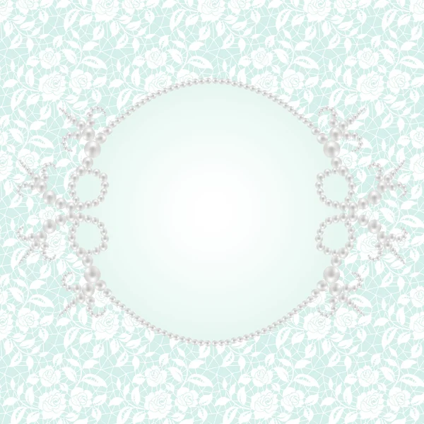 Lace with pearl frame — Stock Vector