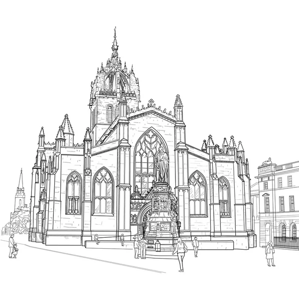 Sketch of St. Giles Cathedral — Stock Vector