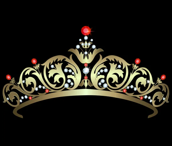 Diadema de oro con rubíes — Vector de stock