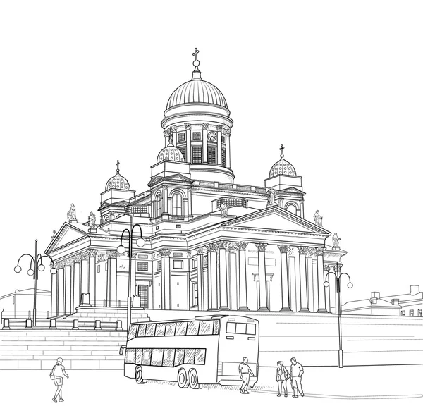 Croquis de la cathédrale d'Helsinki — Image vectorielle