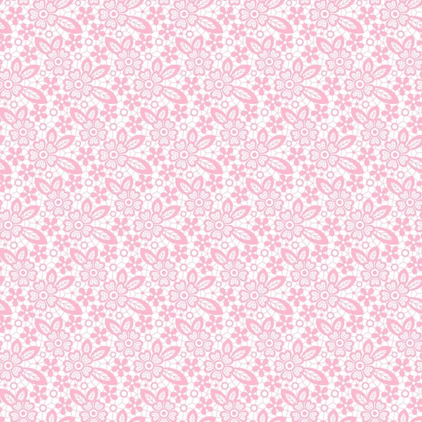 Encaje Rosa Sin Costuras Con Patrón Floral Sobre Fondo Blanco — Vector de stock