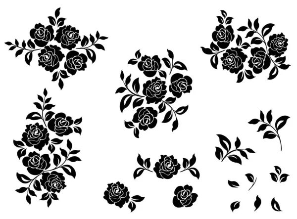 Reihe dekorativer floraler Elemente — Stockvektor