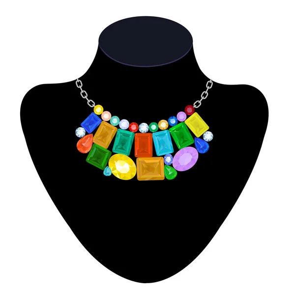 Collar de piedras de colores — Vector de stock