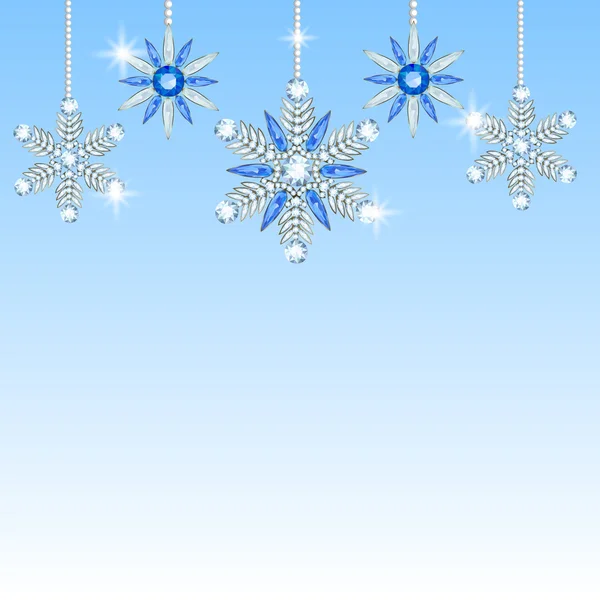 Diamond hanging snowflakes — Stock Vector