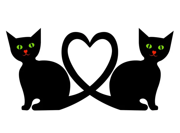 Katten met hart — Stockvector